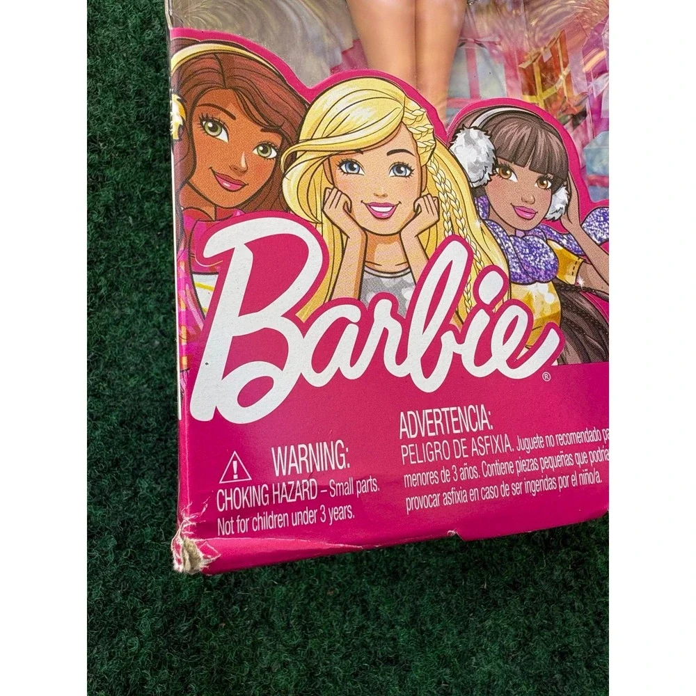 Barbie Holiday Doll 2017 Doll  Red & Gold Christmas Party Dress FTF78